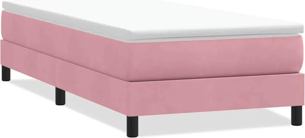 vidaXL Pat cu arcuri fără saltea roz 80x220 cm catifea