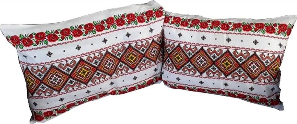Set 2 perne decorative Casa Gino®, dimensiuni 70X50 cm, pentru living, bucatarie si dormitor, bumbac 100%, Motive traditionale si Trandafiri