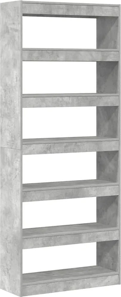 vidaXL Dulap pentru cărți Gri din beton 80 x 30 x 198 cm Lemn compozit