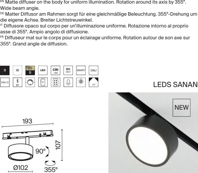 Spot LED pentru sina magnetica Rado Exility 4000K 18W 120 grade
