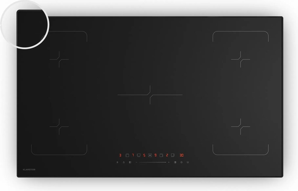Klarstein Plită cu inducție Velaire, elegantă, minimalistă, puternică, 5 zone de gătit, 7200 W, 90 cm