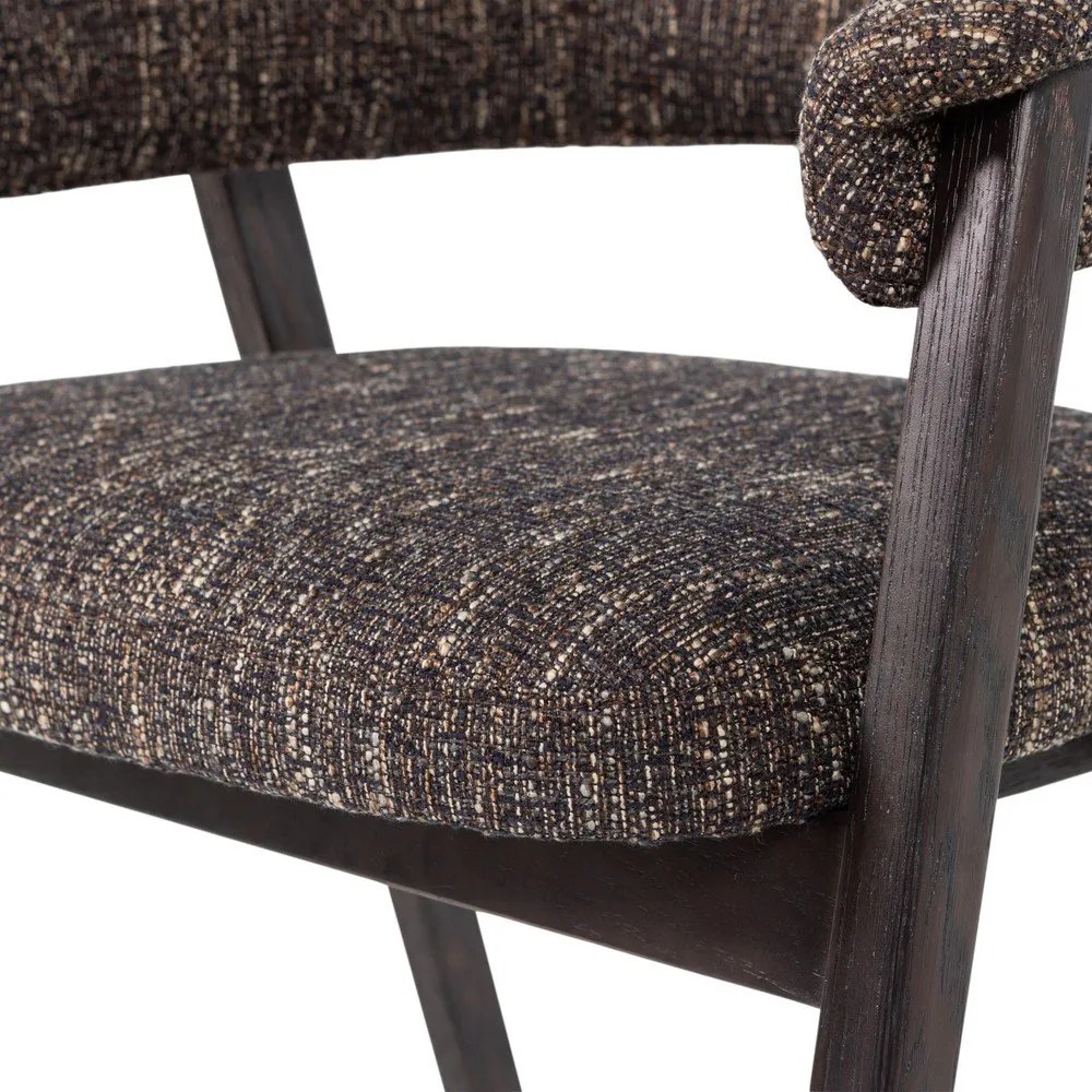 Scaun de dining maro închis cu cotiere tapițat Tunar – WOOOD