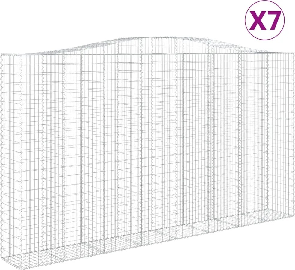 vidaXL Coșuri gabion arcuite, 7 buc, 400x50x220/240cm, fier galvanizat