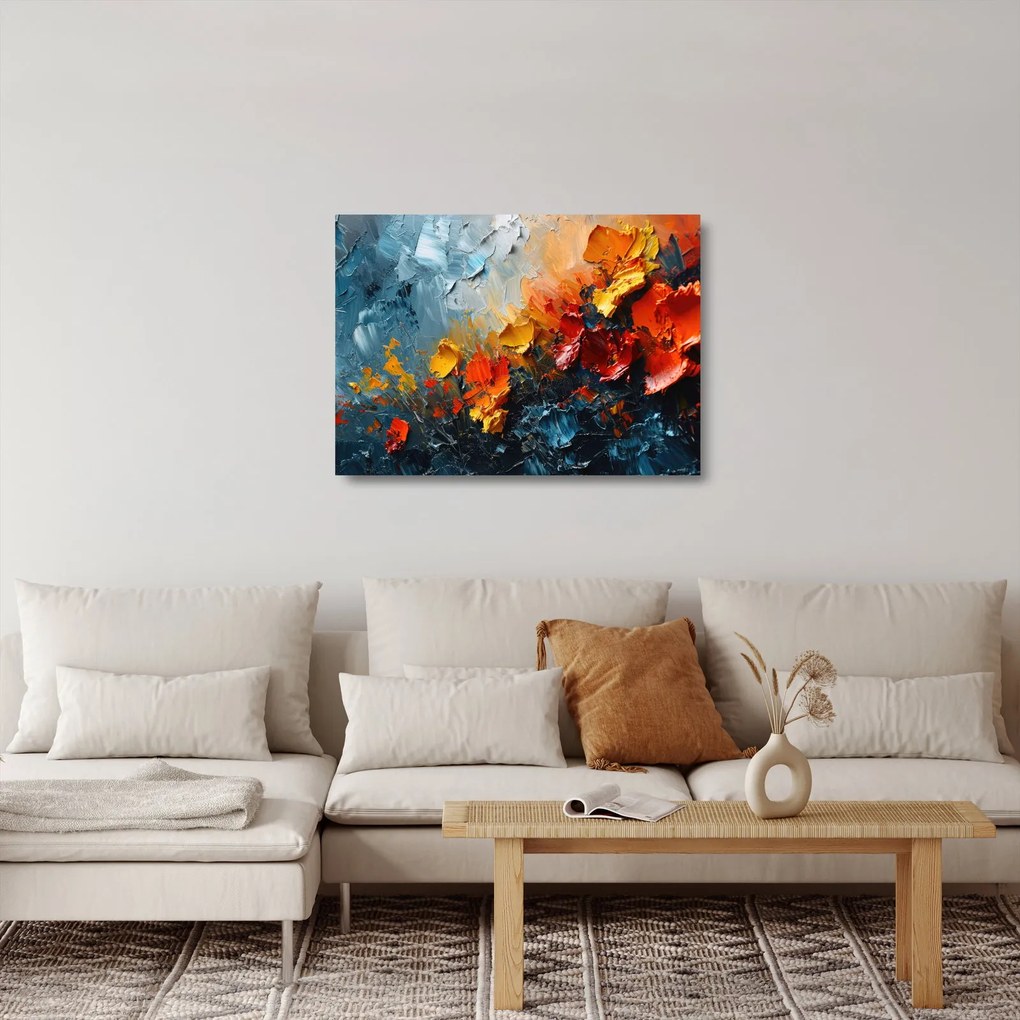 Tablou pe sticlă - Pictură abstractă de flori III. (70x50 cm)