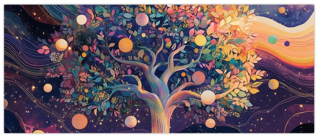 Tablou – Arbore violet plin de energie (120x50 cm)