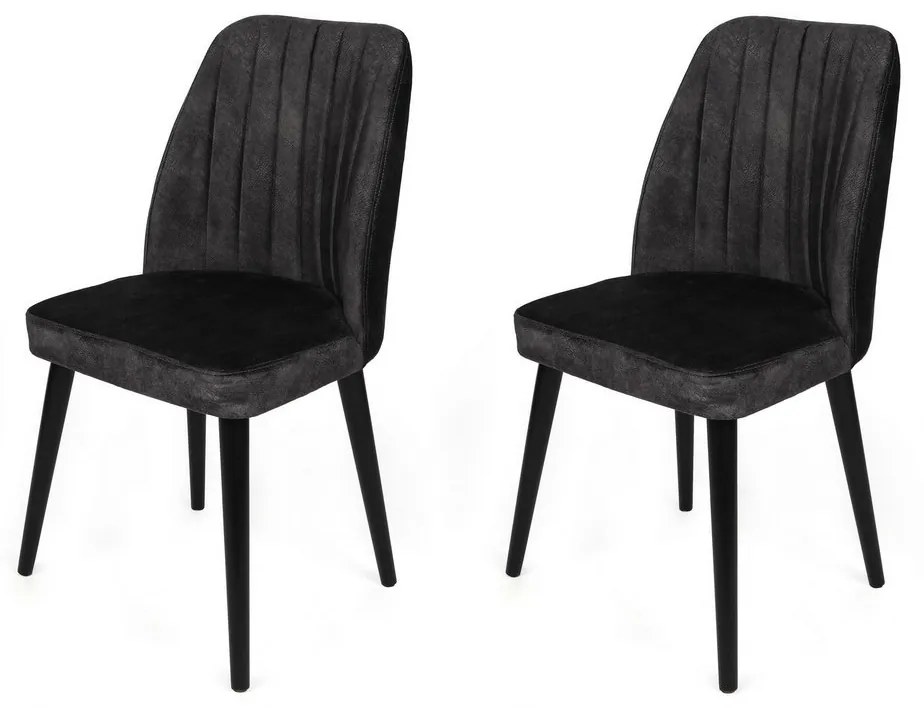 Set de scaune de sufragerie Alfa Anthracite and Black, 2 buc.