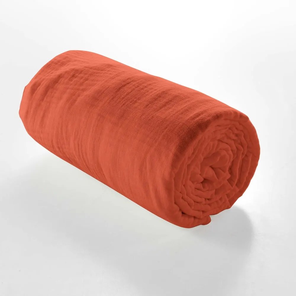 Cearceaf cărămiziu din muselină cu elastic 140x190 cm Angelia – douceur d'intérieur