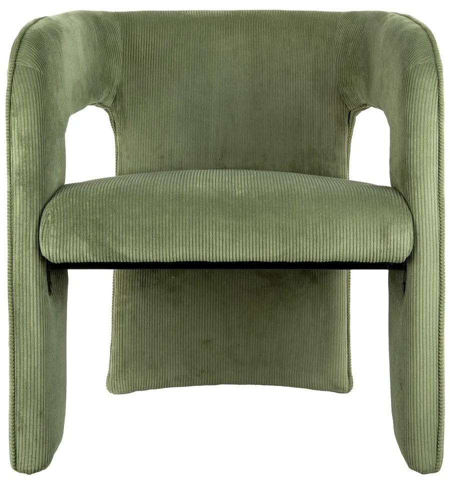 Fotoliu verde cu tapițerie din catifea reiată Vigor – Leitmotiv