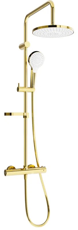 Mexen KX05 set de duș cu pară de tip ploaie și baterie termostatică, Auriu/Alb - 771500591-50