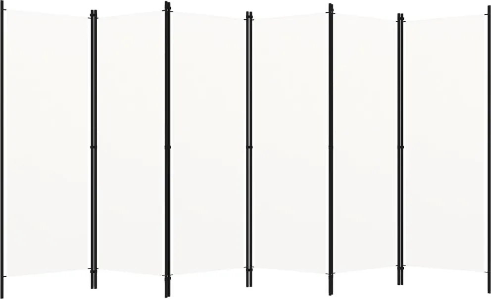 vidaXL Paravan cameră cu 6 panouri, alb, 300 x 180 cm