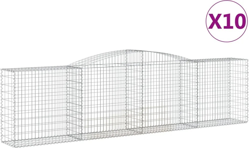 vidaXL Coșuri gabion arcuite 10 buc, 400x50x100/120 cm fier galvanizat