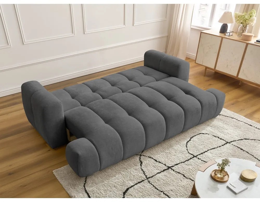 Canapea gri închis extensibilă/cu spațiu de depozitare 251 cm Fuji – Bobochic Paris