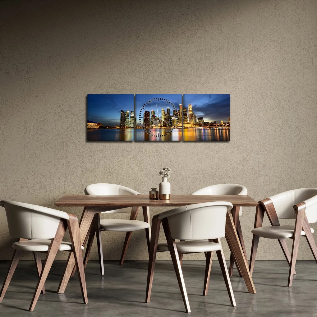Tablou cu zgârie norii (cu ceas) (90x30 cm)