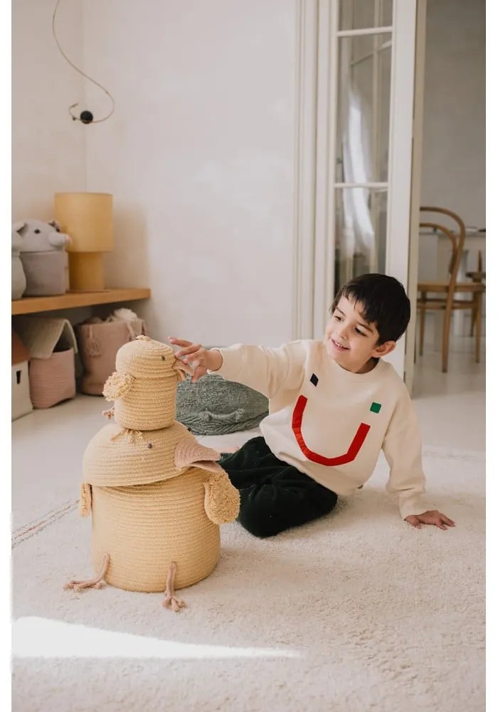 Coș de jucării pentru copii galben din material textil ø 13x15 cm Mini Charlie the Chicken – Lorena Canals