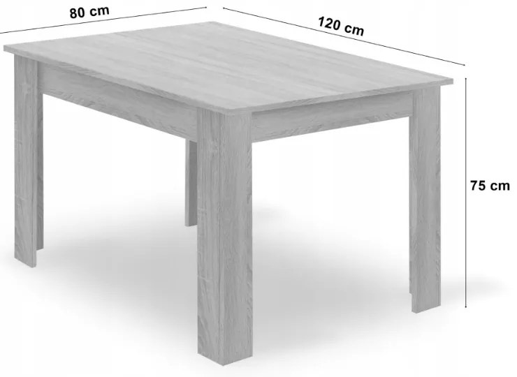 PROMOTIE Masa de sufragerie MADO neagra cu blat decor stejar artisan 120x80cm clasa II