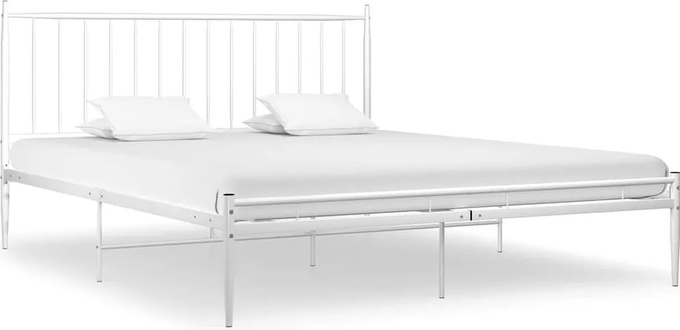 vidaXL Cadru de pat, alb, 200x200 cm, metal