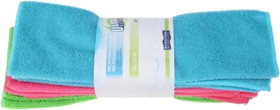 Lavete din microfibră Ultra Clean 30x30 cm – set 6 bucăți, multicolor, curățare eficientă