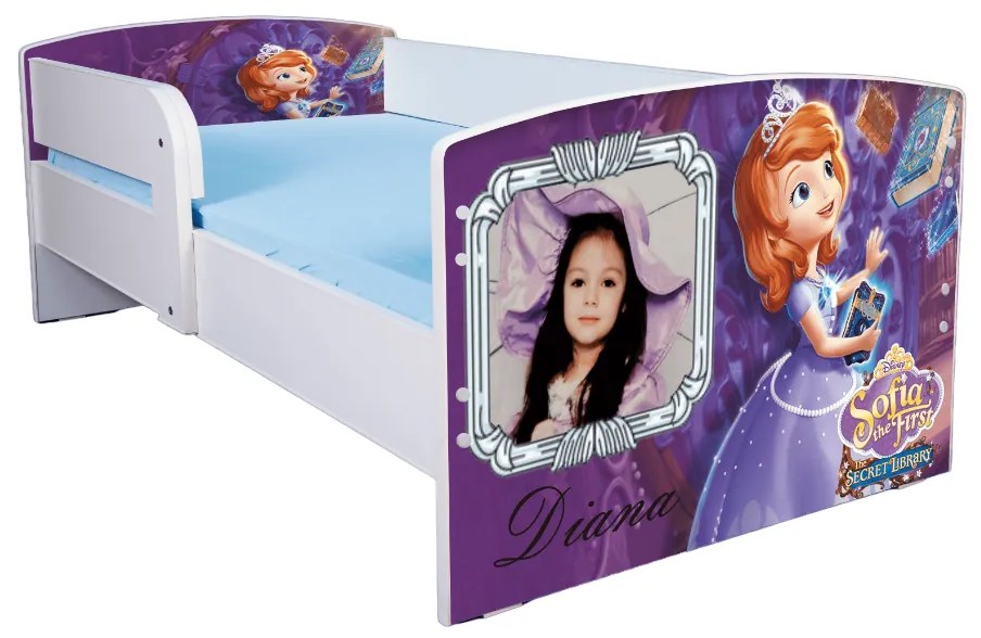 Patut Fete 2-6 Ani Cu Printesa Sofia Personalizabil Nume Si Fotografie Copil Saltea SafeNest 130x60 Cm Inclusa, Fara Sertar Ptv3257