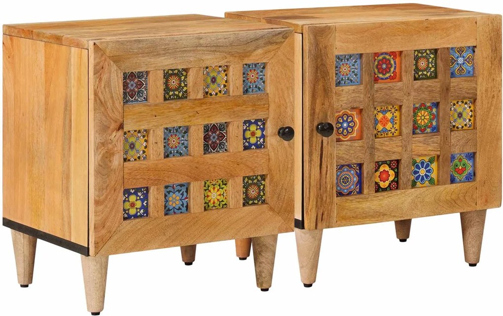 vidaXL Dulap de noapte 2 pcs natural 40 x 33,5 x 46 cm