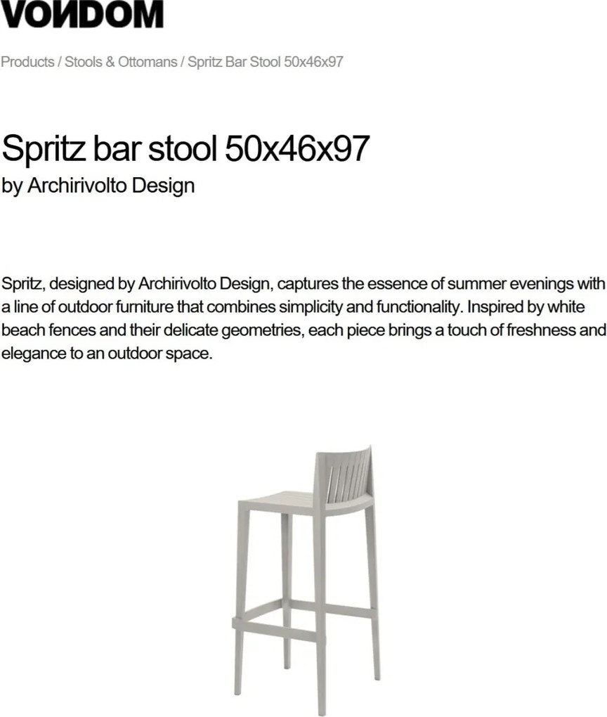Set 4 Scaune de bar design modern exterior / interior SPRITZ BAR STOOL H-97CM 56019 Vondom