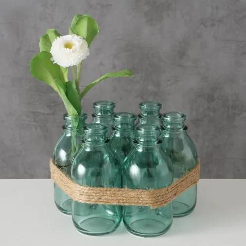 Set 7 vaze decorative din sticla Aliya Verde, Ø17xH11 cm