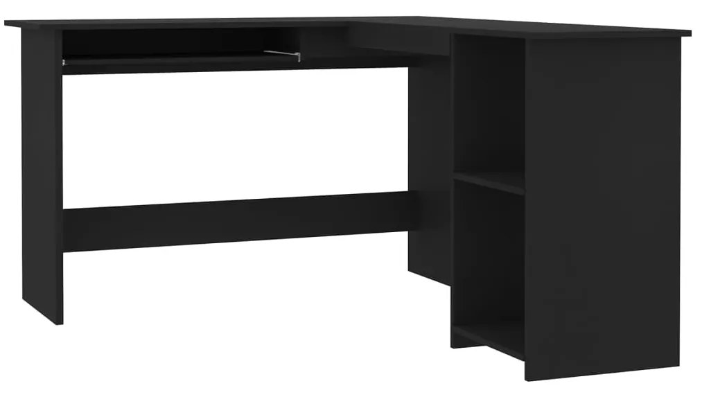 800748 vidaXL Birou de colț în formă de L, negru 120x140x75 cm lemn prelucrat