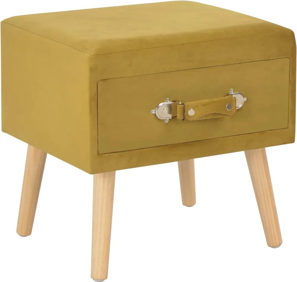 vidaXL Noptieră, muștar, 40 x 35 x 40 cm, catifea