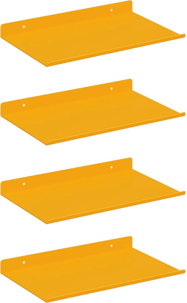 vidaXL Raft suspendat 4 pcs Galben muștar 30 x 18 x 2,5 cm Oțel
