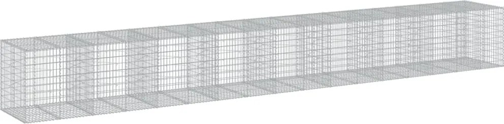 vidaXL Coș gabion cu capac, 950x100x100 cm, fier galvanizat