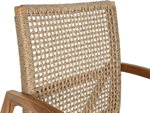 Fotoliu tip balansoar din lemn de tec si rattan