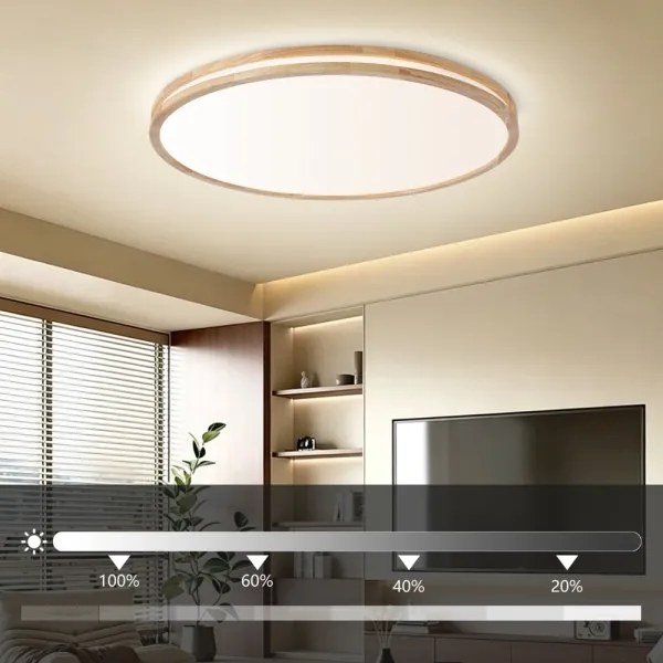 Brilagi - Corp de iluminat LED dimabil MOLINA LED/128W/230V 3000-6000K, stejar, diam. 100 cm + telecomandă