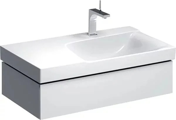 Dulap baza pentru lavoar cu blat suspendat sifon dreapta Geberit Xeno2 alb 1 sertar 88 cm