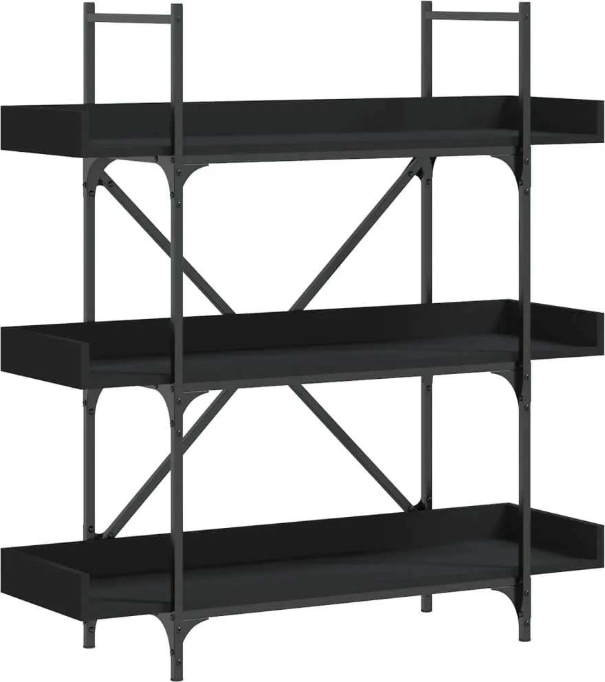vidaXL Bibliotecă cu 3 niveluri, negru, 100x33x108,5 cm lemn prelucrat