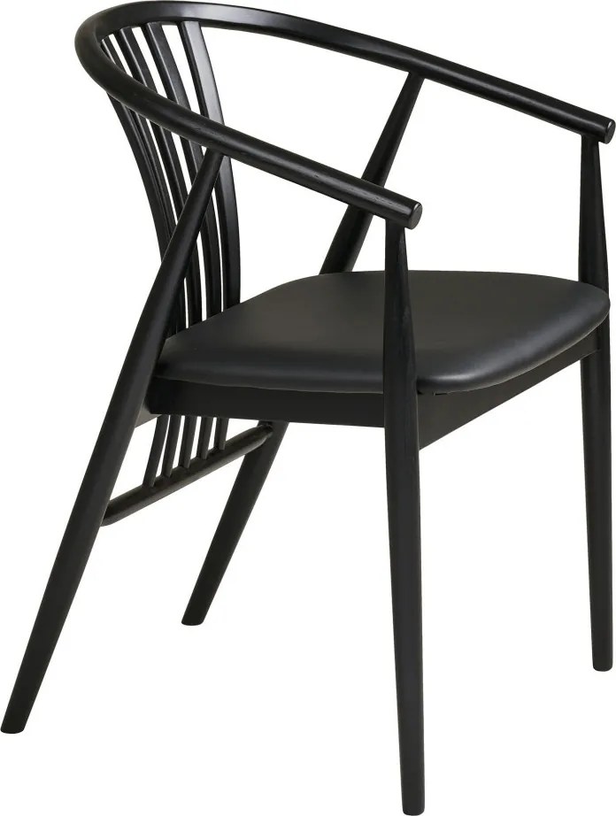 Scaun de dining Agustin, lemn de fag cu scaun PU, negru