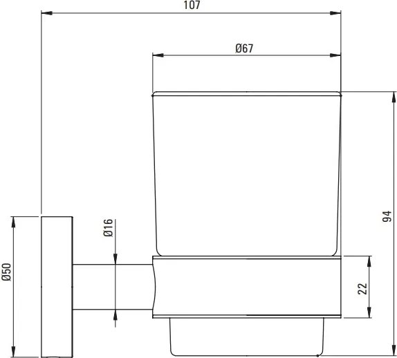 JASMIN Pahar, montare pe perete ADJ_N911 finisaj negru