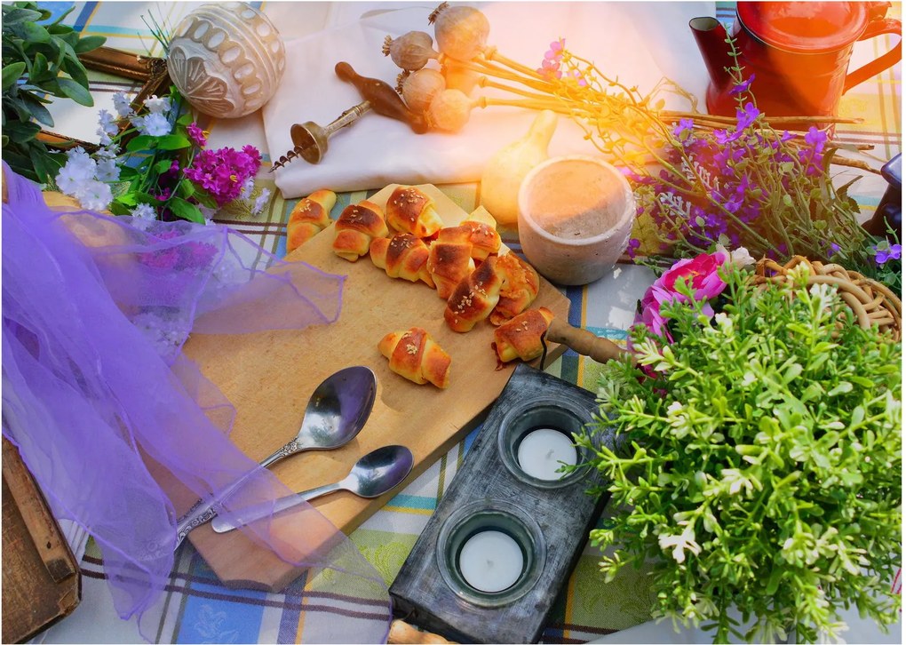 Tablou pe sticlă - picnic de vară (70x50 cm)