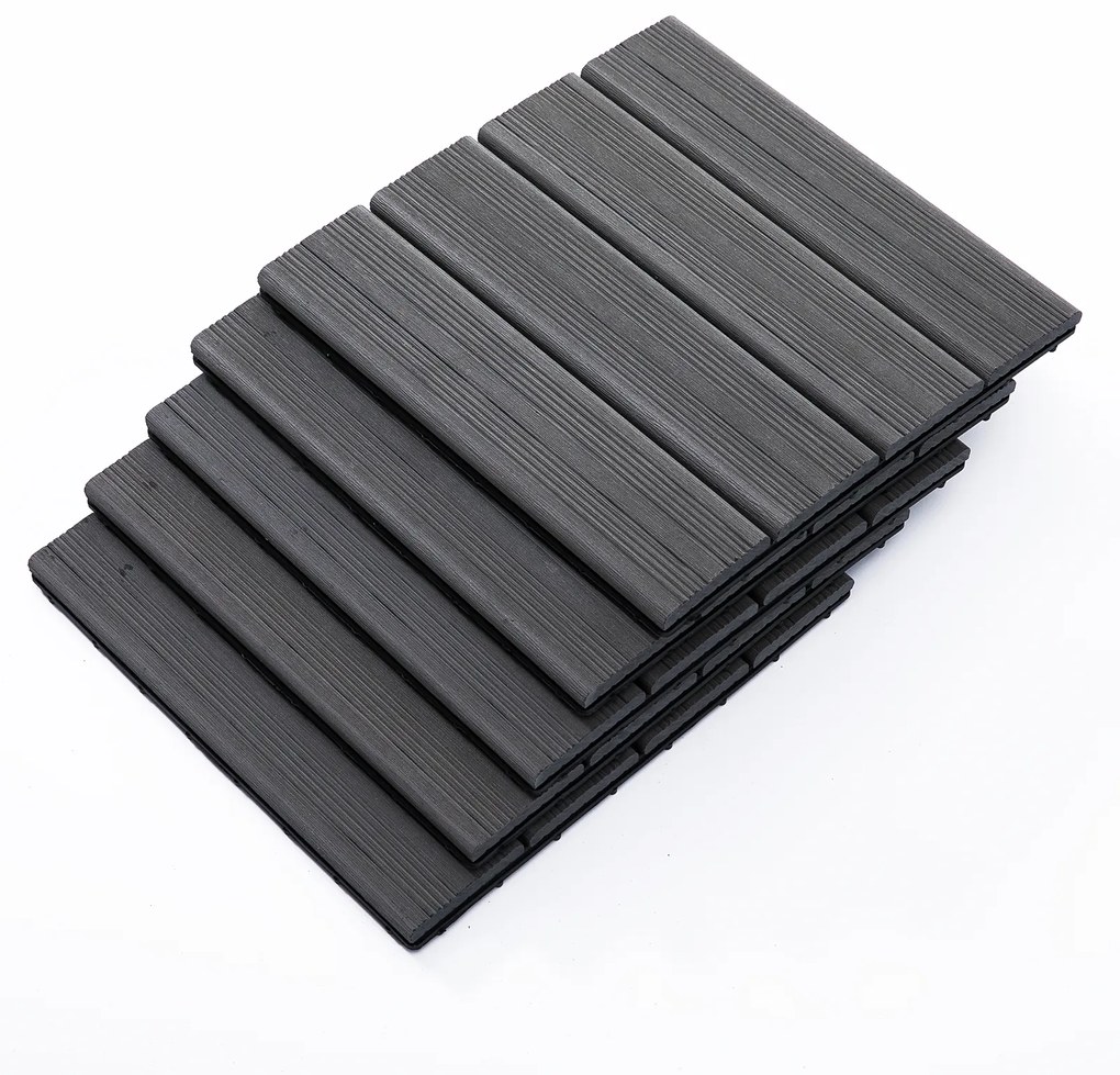 Outsunny, gresie exterior, set de 11 placi, 30x30x2.2 cm, gri | Aosom Ro