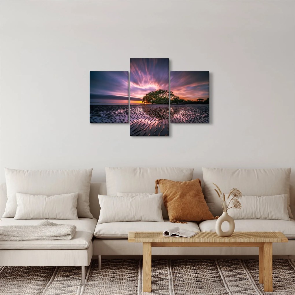 Tablou cu plajă în apus de soare (90x60 cm)