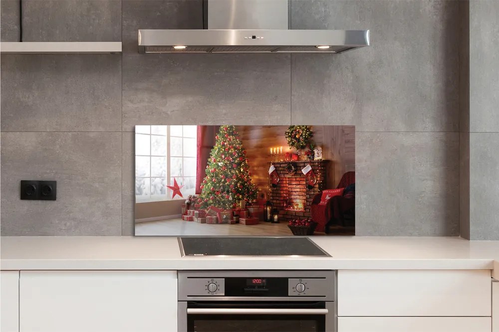 Panouri de sticlă Pom de Crăciun decor Cadouri șemineu