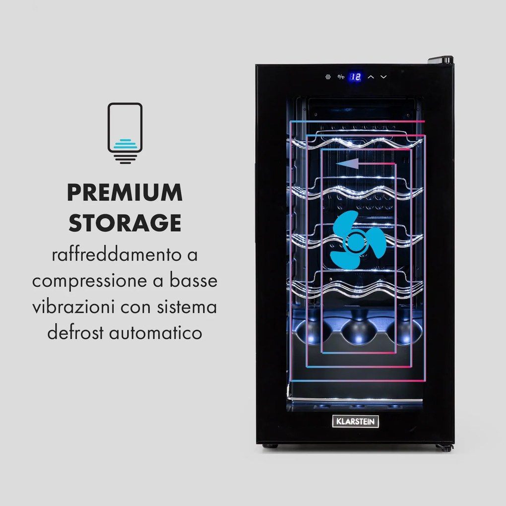 Shiraz 15 Slim Uno, frigider pentru vin, 44 l, tactil, 135 W, 5 - 18 °C, negru