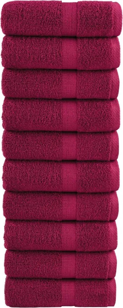 vidaXL Prosoape de baie premium, SOLUND, 10 buc., bordeaux, 30x30 cm, 600 g/m²