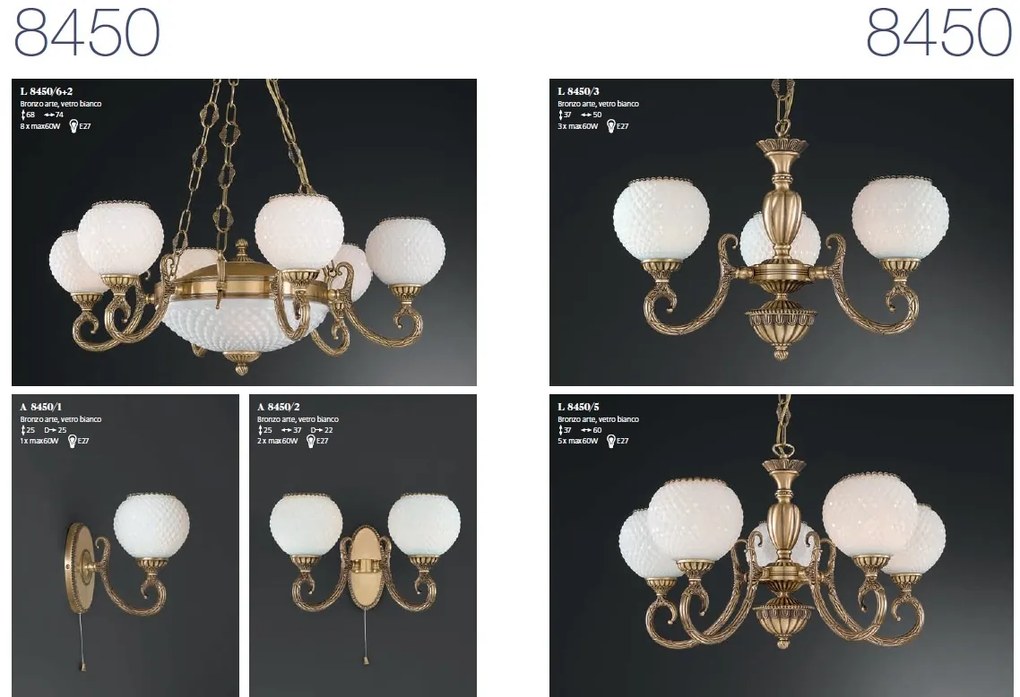 Candelabru din alama 6+2L design italian 8450