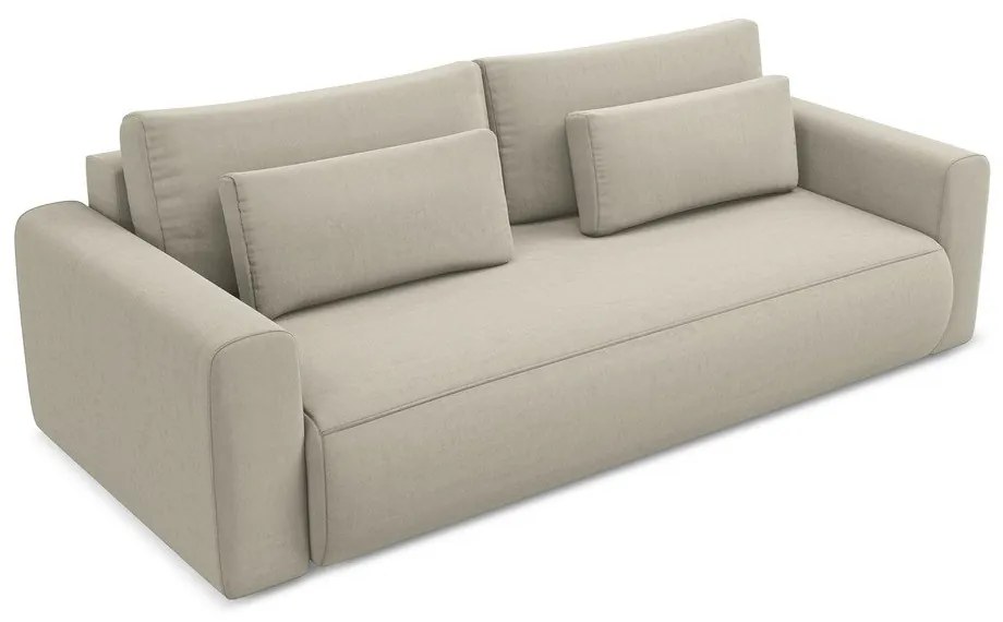 Canapea bej extensibilă/cu spațiu de depozitare cu tapițerie din catifea 238 cm Kapua – Makamii