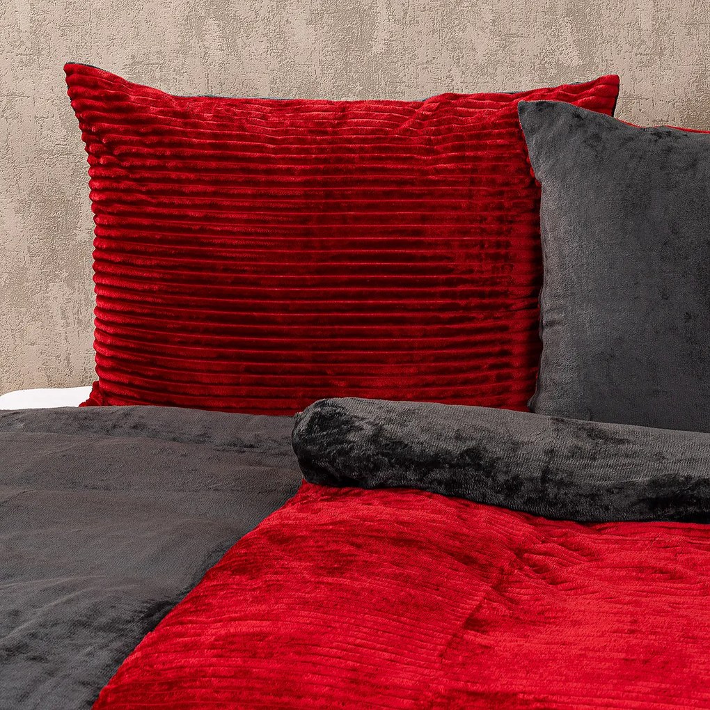 Lenjerie de pat din microflanel 4Home Stripe vin, 140 x 200 cm, 70 x 90 cm