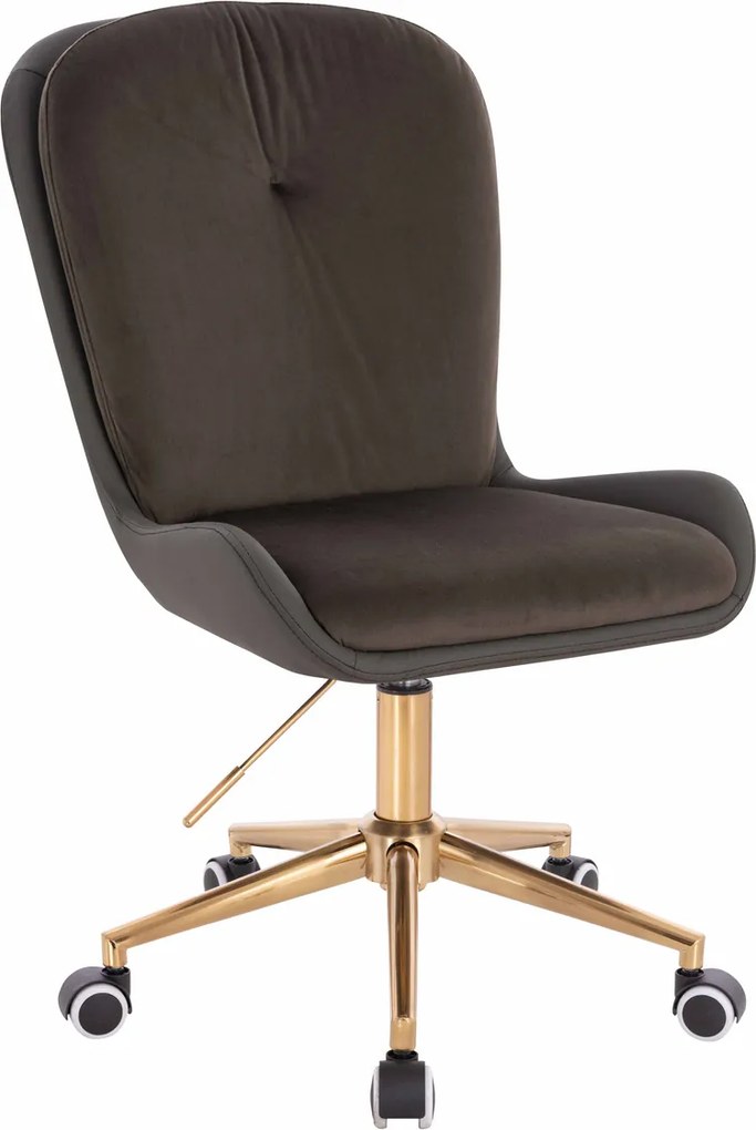HR690K Scaun Velvet&amp;soft Piele Pu Ciocolată/Cafea Bază Aurie