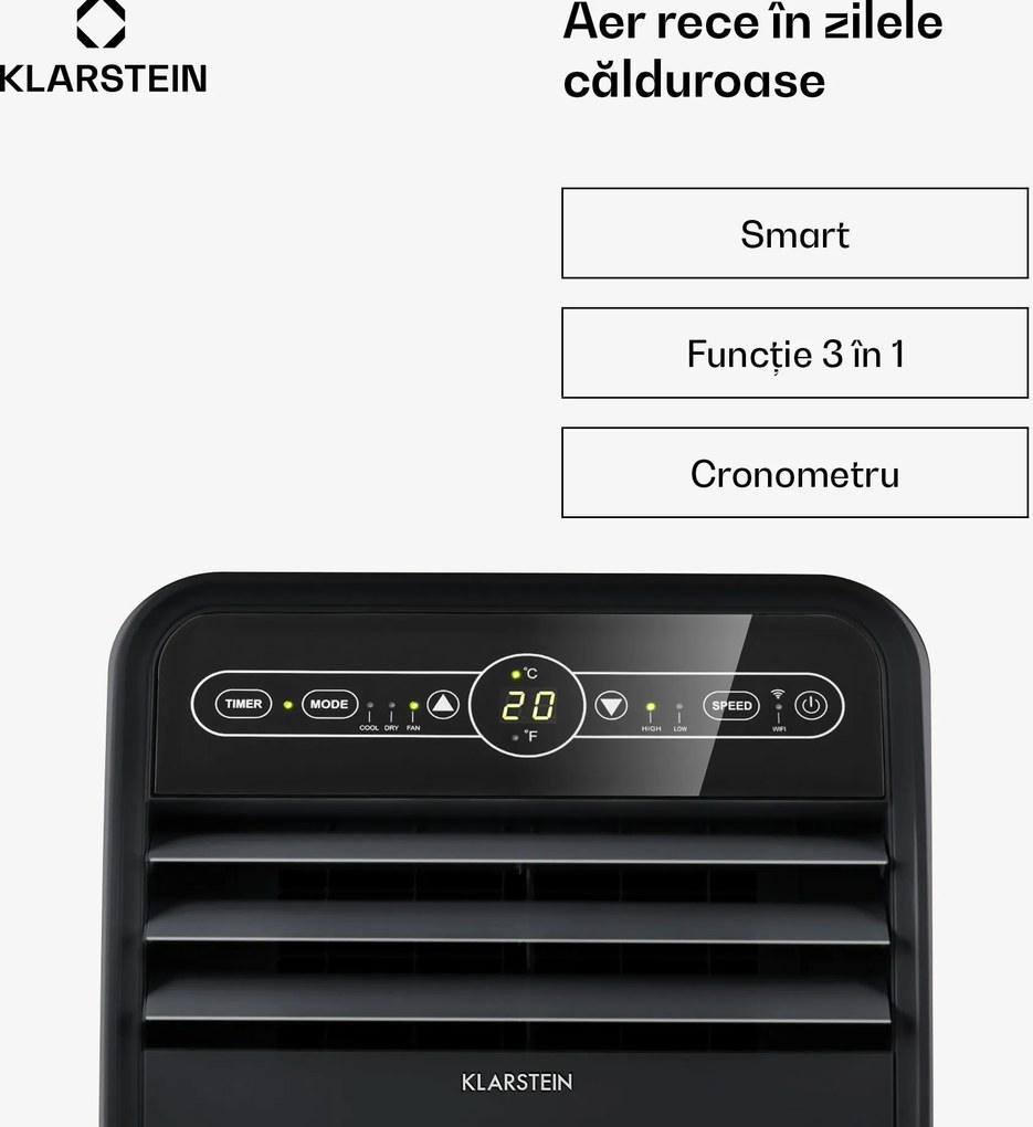 Klarstein Metrobreeze New York Smart 7k, aer condiționat portabil, 7000 BTU / 2,1 kW, clasa energetică A, telecomandă
