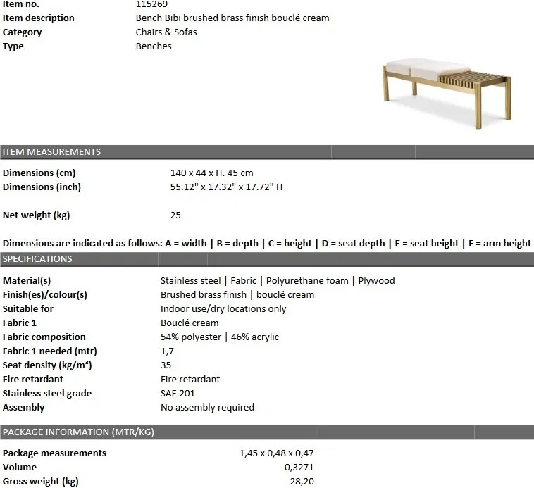 Bancheta design LUX Bibi, alama periata 115269 HZ