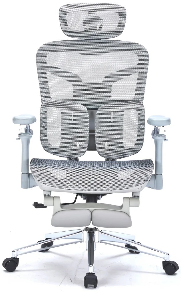 DeluxStar T9 MESH Premium – Scaun Ergonomic, Cotiere 6D, Suport Lombar Adaptiv, Spătar Reglabil pe Înaltime în 5 poziții, Mecanism Înclinare/Blocare, Mesh, Gri