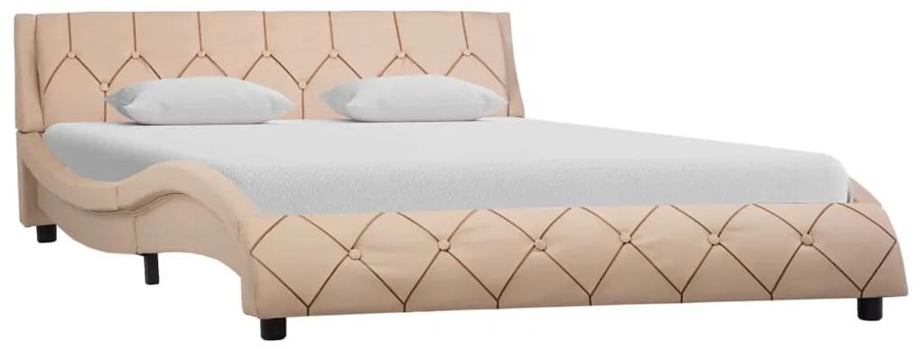 285663 vidaXL Cadru de pat, cappuccino, 140 x 200 cm, piele ecologică