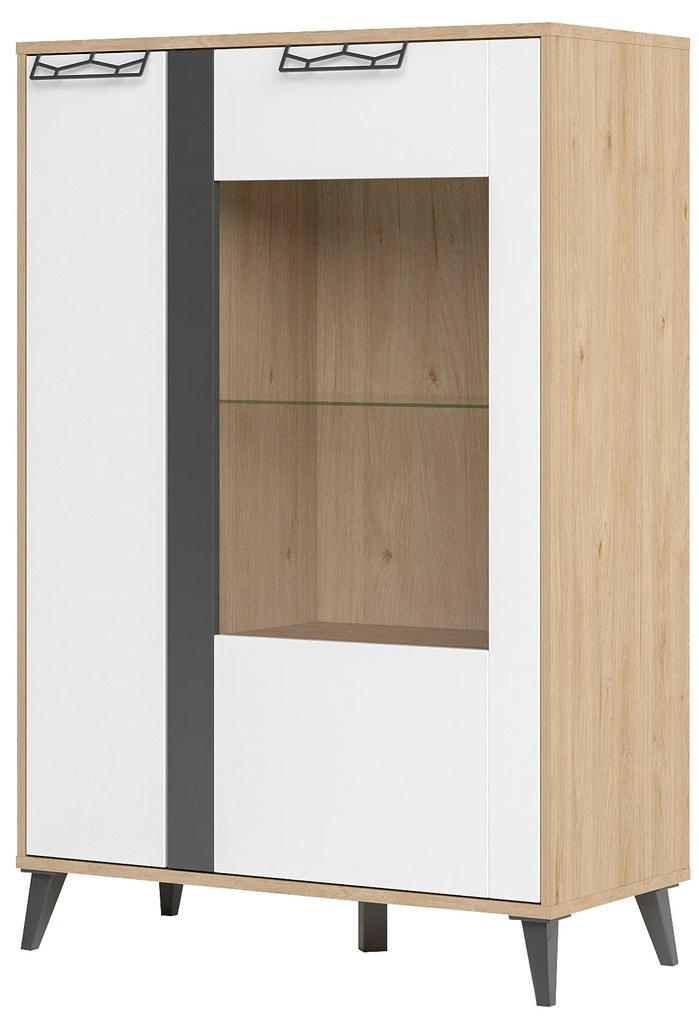 Vitrină Mussun 15 (nuc american jackson + alb mat + grafit mat). 1068198